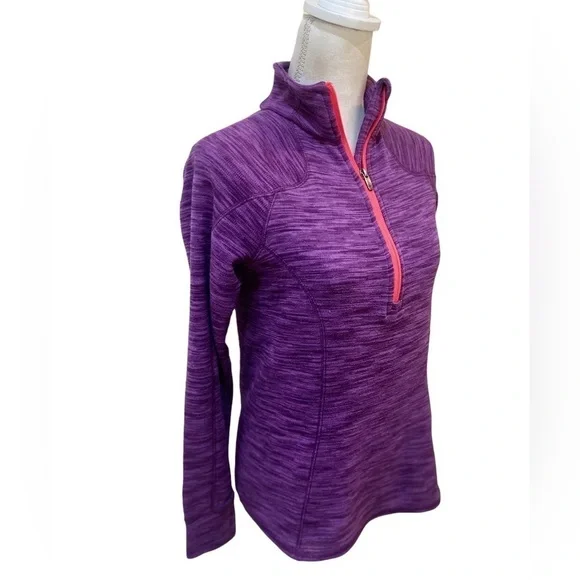Cabela’s purple 1/4 zip contrast hot pink trim athletic top size medium - Picture 3 of 12